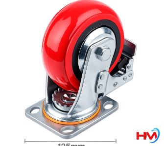 Bánh xe PU đỏ 125MM