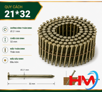 Đinh cuộn trơn 21x32 bắn pallet
