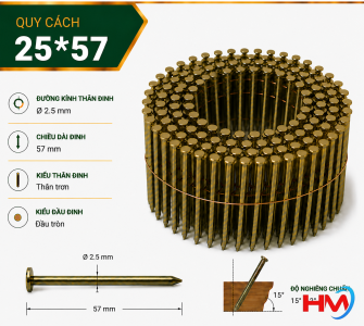Đinh cuộn trơn 25x57 bắn pallet