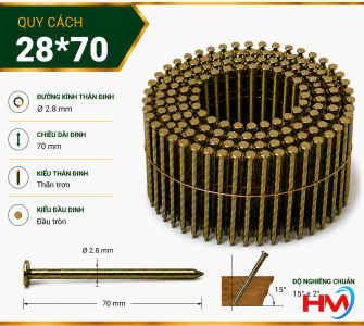 Đinh cuộn trơn 28x70 bắn pallet