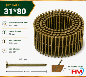 Đinh cuộn trơn 31x80 bắn pallet