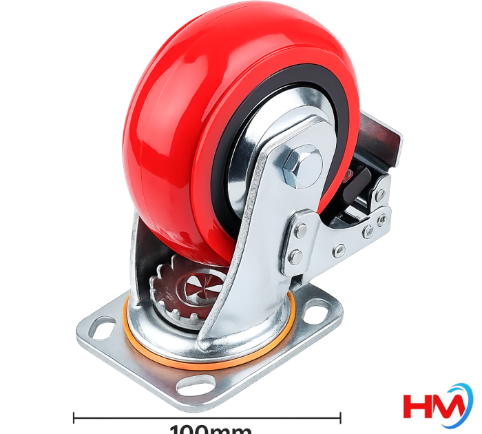 Bánh xe PU đỏ 100MM