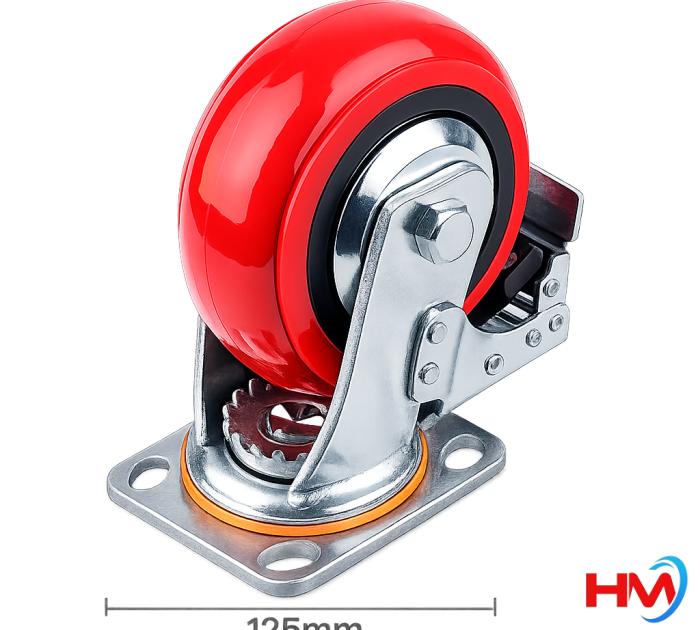 Bánh xe PU đỏ 125MM